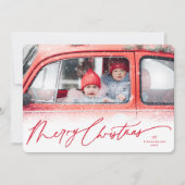 メリークリスマススノーダスト手書きスクリプト写真 シーズンカード (正面)