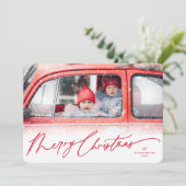 メリークリスマススノーダスト手書きスクリプト写真 シーズンカード (スタンド正面)