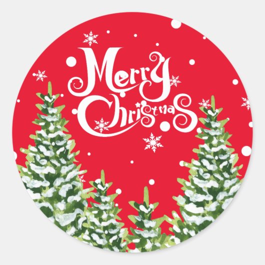 メリークリスマススノーツリークリスマスステッカー ラウンドシール (正面)