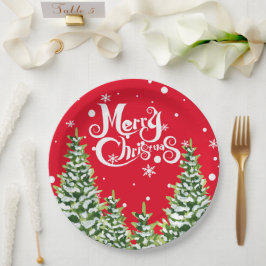 メリークリスマススノーツリーズクリスマス紙プレート ペーパープレート