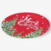 メリークリスマススノーツリーズクリスマス紙プレート ペーパープレート (アングル)