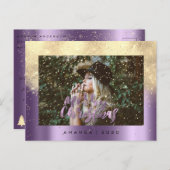 メリークリスマススノーナス金ゴールド写真グリッター ポストカード (正面/裏面)