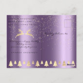 メリークリスマススノーナス金ゴールド写真グリッター ポストカード (裏面)