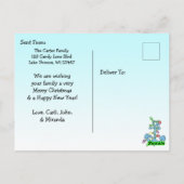 メリークリスマススノーバおもしろいードサンタアンド雪だるま ポストカード (裏面)