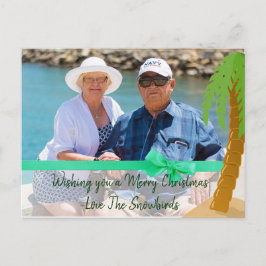 メリークリスマススノーバおもしろいードパームツリーカード シーズンポストカード