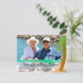 メリークリスマススノーバおもしろいードパームツリーカード シーズンポストカード (スタンド正面)