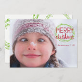 メリークリスマススノーバブルホリデーフォトカード シーズンカード (正面/裏面)