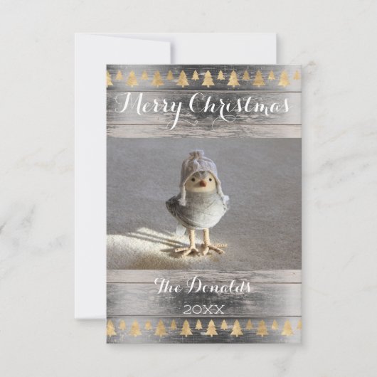メリークリスマススノーバード金ゴールドウッドフォトコテージ 招待状 (正面)