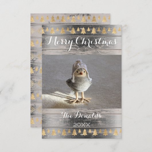 メリークリスマススノーバード金ゴールドウッドフォトコテージ 招待状 (正面/裏面)