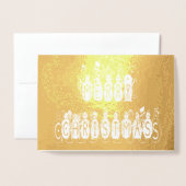 メリークリスマススノーピープルフォントと詩、ZAtoZ 箔カード (封筒付き正面)