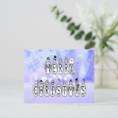 メリークリスマススノーピープルフォントブルーティントスノー シーズンポストカード (スタンド正面)