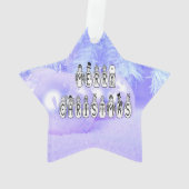 メリークリスマススノーピープルフォントブルーティントンスノー オーナメント (裏面)