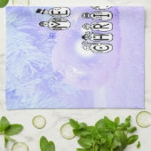 メリークリスマススノーピープルフォントブルーティントンスノー キッチンタオル (折り畳み)