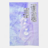 メリークリスマススノーピープルフォントブルーティントンスノー キッチンタオル (縦)