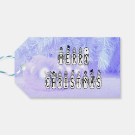 メリークリスマススノーピープルフォントブルーティントンスノー ギフトタグ