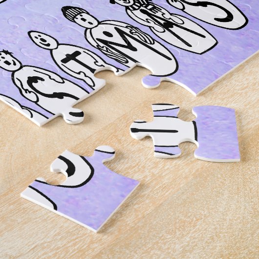 メリークリスマススノーピープルフォントブルーティントンスノー ジグソーパズル (側面)