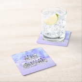 メリークリスマススノーピープルフォントブルーティントンスノー スクエアペーパーコースター (インサイチュ)