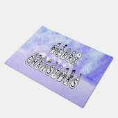 メリークリスマススノーピープルフォントブルーティントンスノー ドアマット (アングル)