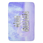 メリークリスマススノーピープルフォントブルーティントンスノー バスマット (正面縦)