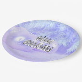 メリークリスマススノーピープルフォントブルーティントンスノー ペーパープレート (アングル)