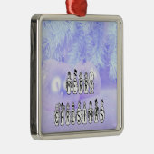 メリークリスマススノーピープルフォントブルーティントンスノー メタルオーナメント (右)