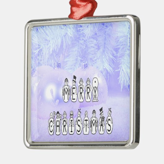 メリークリスマススノーピープルフォントブルーティントンスノー メタルオーナメント (左)