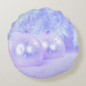 メリークリスマススノーピープルフォントブルーティントンスノー ラウンドクッション (裏面)