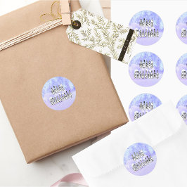 メリークリスマススノーピープルフォントブルーティントンスノー ラウンドシール