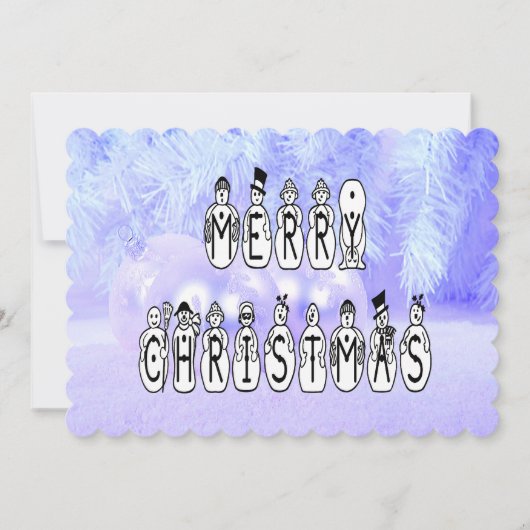 メリークリスマススノーピープルフォントブルーティントンスノー 招待状 (正面)