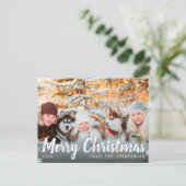 メリークリスマススノーファミリーフォト シーズンポストカード (スタンド正面)