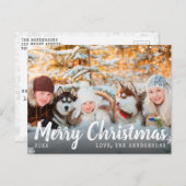 メリークリスマススノーファミリーフォト シーズンポストカード (正面/裏面)