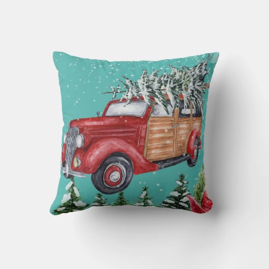 メリークリスマススノーフォールツリーオンバン装飾用クッション クッション (裏面)