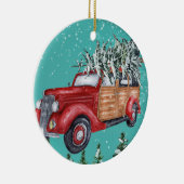 メリークリスマススノーフォールツリーヴァンセラミックオーナメント セラミックオーナメント (右)