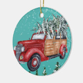 メリークリスマススノーフォールツリーヴァンセラミックオーナメント セラミックオーナメント (左)