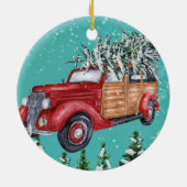 メリークリスマススノーフォールツリーヴァンセラミックオーナメント セラミックオーナメント (裏面)