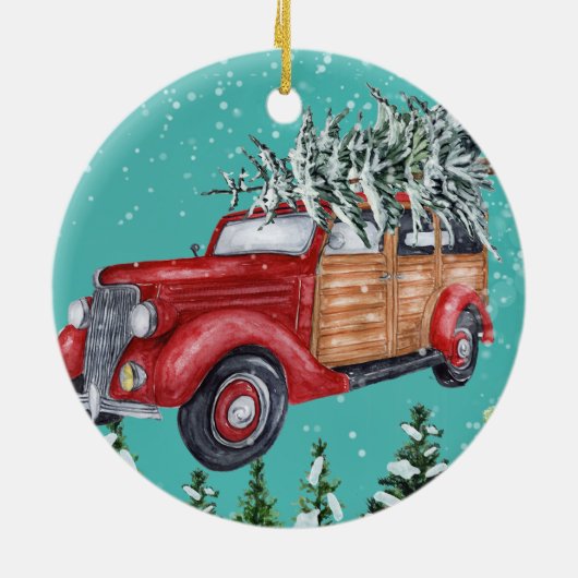 メリークリスマススノーフォールツリーヴァンセラミックオーナメント セラミックオーナメント (裏面)