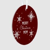 メリークリスマススノーフレークのスクリプトママ写真 オーナメント (正面)