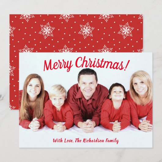 メリークリスマススノーフレークのパターカスタムン写真 シーズンカード (正面/裏面)