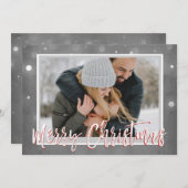 メリークリスマススノーフレークのフォトカード シーズンカード (正面/裏面)