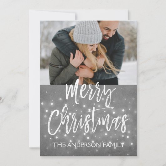 メリークリスマススノーフレークのフォトカード シーズンカード (正面)