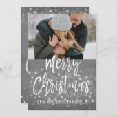 メリークリスマススノーフレークのフォトカード シーズンカード (正面/裏面)