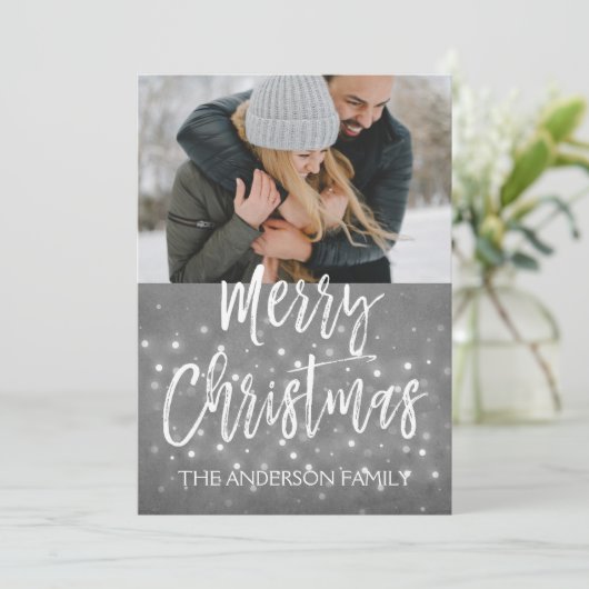 メリークリスマススノーフレークのフォトカード シーズンカード (スタンド正面)