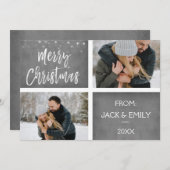 メリークリスマススノーフレークのフォトカード シーズンカード (正面/裏面)