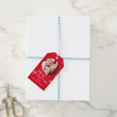 メリークリスマススノーフレークの写真と名前 ギフトタグ (より糸付き)