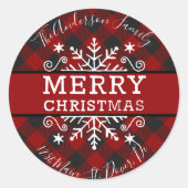 メリークリスマススノーフレークの名前と住所 ラウンドシール (正面)