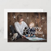 メリークリスマススノーフレークは家族の写真をオーバーレイ ポストカード (正面/裏面)