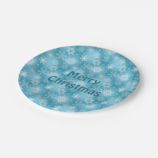 メリークリスマススノーフレークを水上で ペーパープレート (アングル)