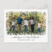 メリークリスマススノーフレークエレガントのスクリプトフォト シーズンポストカード (正面)