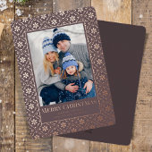 メリークリスマススノーフレークエレガントバラ金ゴールド写真 箔シーズンカード