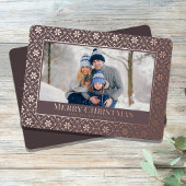 メリークリスマススノーフレークエレガントバラ金ゴールド写真 箔シーズンカード